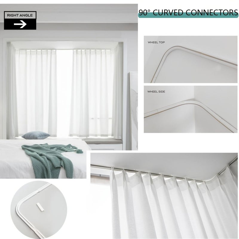 Polychrome Easy Install Self Adhesive Curtain Track Set 10 Set with Silent Pulleys and Metal S Hooks for Home and Bathroom - Image 5