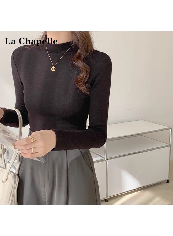 La Chapelle Women's Half Turtleneck Slim Fit Thin Long Sleeve T-shirt, Iron Gray, Size M - Image 1
