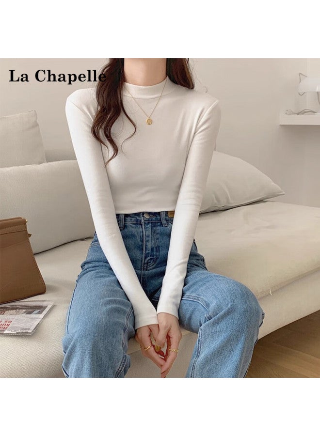 La Chapelle Women's Half Turtleneck Slim Fit Thin Long Sleeve T-shirt, Iron Gray, Size M - Image 3