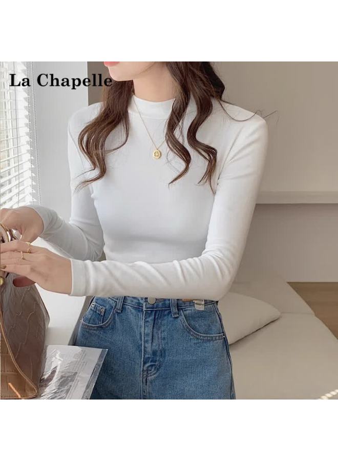 La Chapelle Women's Half Turtleneck Slim Fit Thin Long Sleeve T-shirt, Iron Gray, Size M - Image 2