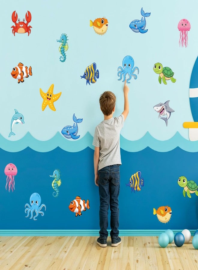Maniaacer 48 PCS Sea Life Cut Outs Ocean Animal Paper Cutouts Tropical Fish Cutout Under The Sea Bulletin Board Decorations with Glue Points for Summer School Classroom Bulletin Board Home Kids DIY Craft Decor - Image 4