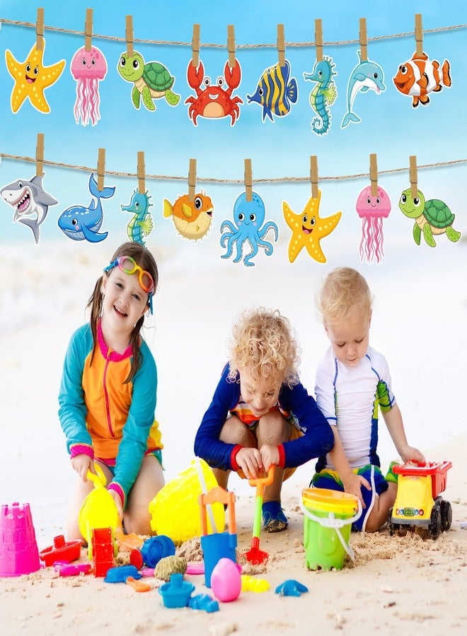 Maniaacer 48 PCS Sea Life Cut Outs Ocean Animal Paper Cutouts Tropical Fish Cutout Under The Sea Bulletin Board Decorations with Glue Points for Summer School Classroom Bulletin Board Home Kids DIY Craft Decor - Image 5