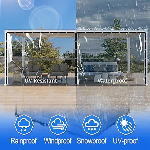 GREEN DECOR Waterproof Transparent Clear PVC Tarps Canopy Cover with Rust-Proof Eyelet & Polyester Band Used for Indoor and Outdoor Area for Dust, Ac, Wind & Rain(6 X 13 Feet, Pack of 1 Piece - Image 2