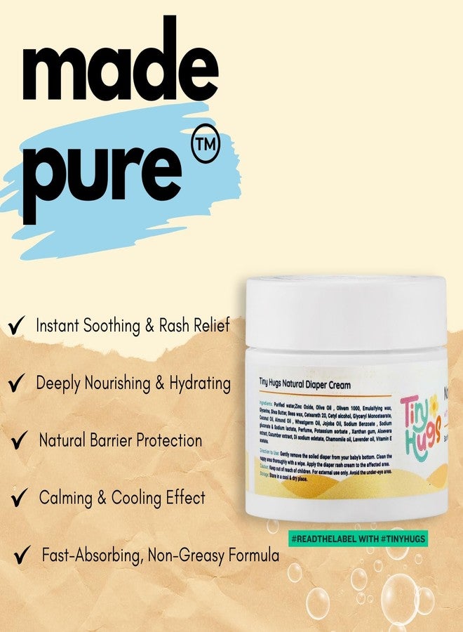 TinyHugs Diaper Rash Cream for Babies with Natural Aloe Vera & Cucumber Extracts | Soothing Relief for Tender Skin | 50g - Image 2