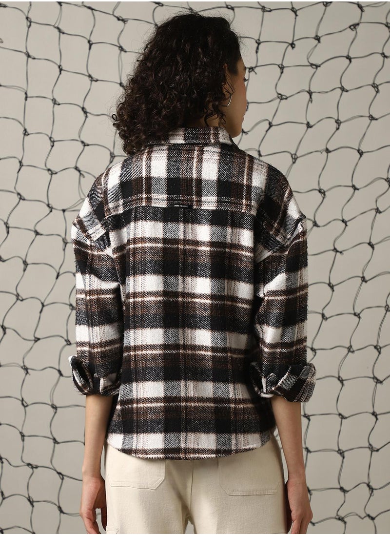 Hubberholme Women's Multicoloured Cotton Blend Checkered Oversized Shacket  - Image 3