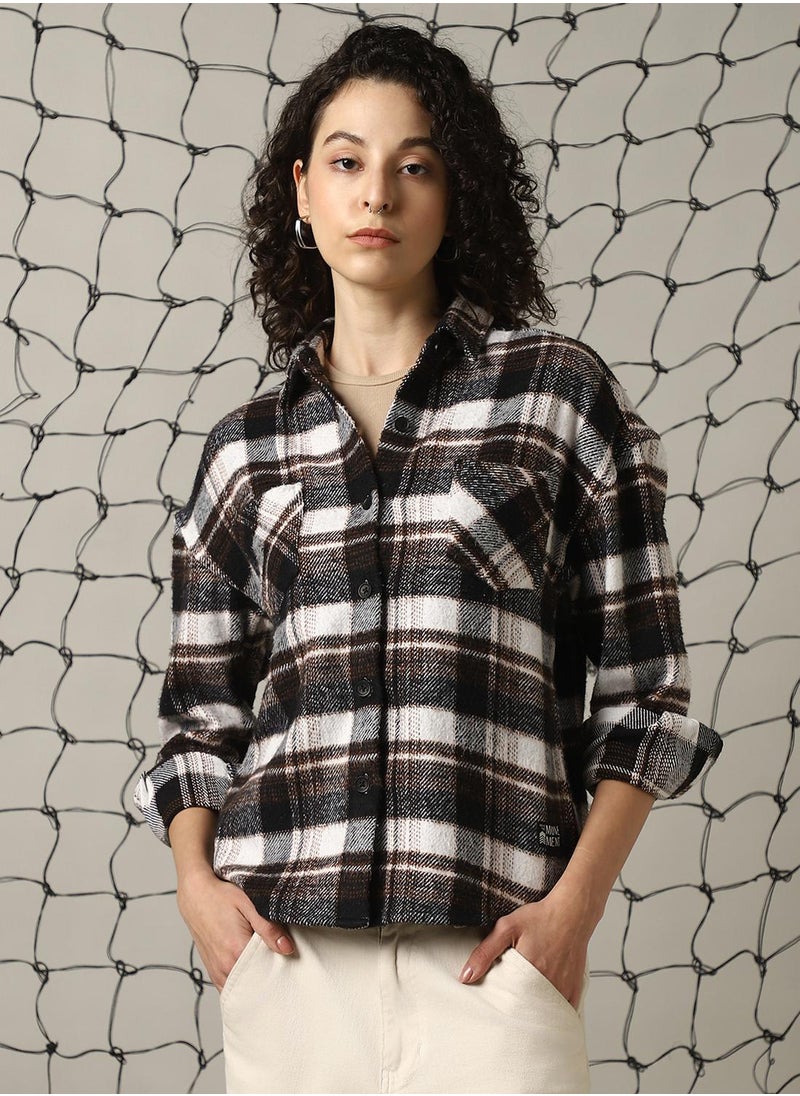 Hubberholme - Women's Multicoloured Cotton Blend Checkered Oversized Shacket - Image 1