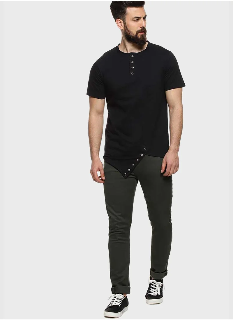 Campus Sutra Front Button T-Shirt