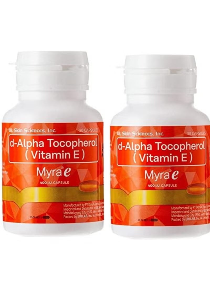 60 Capsules Myra E 400 IU Vitamin E d-Alpha Tocopherol by Myra E