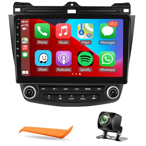 Podofo راديو سيارة أندرويد مع Carplay/Android Auto لاسلكي 10.1" لسيارة هوندا أكورد 7 2003 2004 2005 2006 2007 - Image 1
