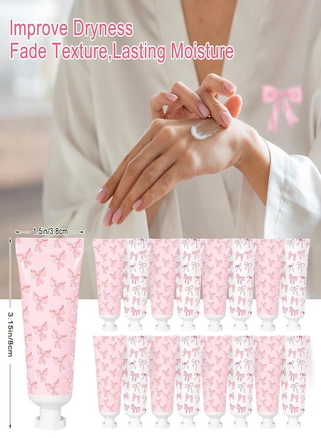Piuaeue 50 Pcs Pink Bow Hand Cream Gifts Bow Hand Cream Bulk Bachelorette Figure Hydrating and Soothing Hand Lotion for Bachelorette Wedding Birthday Baby Shower Valentine's Day Mother's Day Party - Image 2