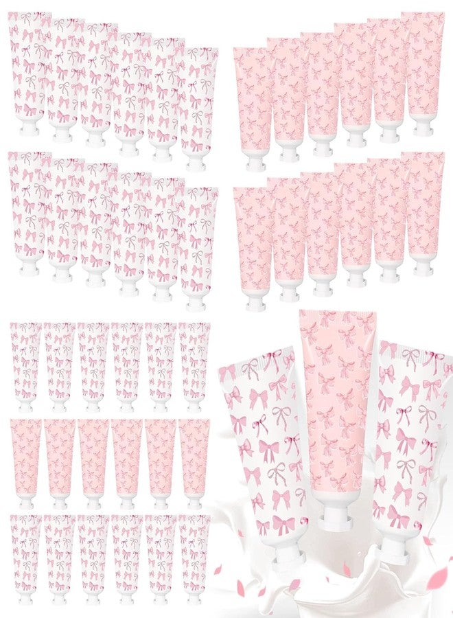 Piuaeue 50 Pcs Pink Bow Hand Cream Gifts Bow Hand Cream Bulk Bachelorette Figure Hydrating and Soothing Hand Lotion for Bachelorette Wedding Birthday Baby Shower Valentine's Day Mother's Day Party - Image 1