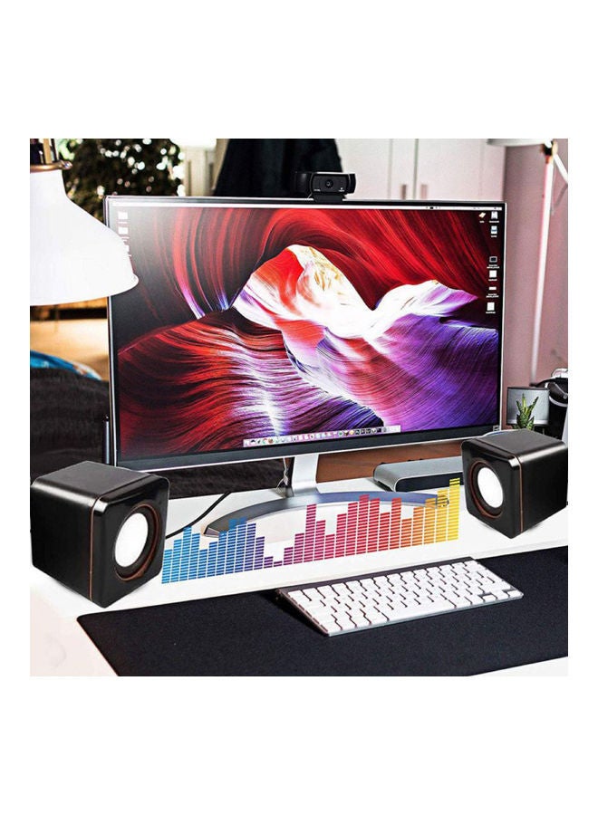 NIBEMINENT 2-Piece Portable Square Stereo Speakers For PC Black  - Image 5
