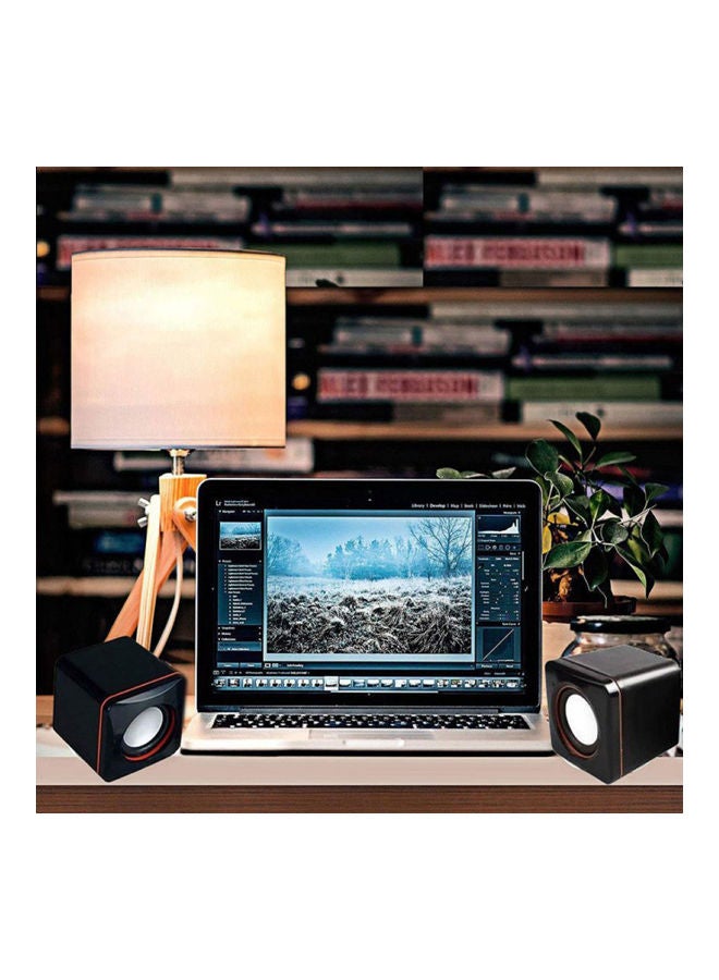NIBEMINENT 2-Piece Portable Square Stereo Speakers For PC Black  - Image 3
