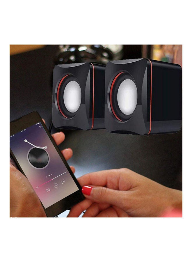 NIBEMINENT 2-Piece Portable Square Stereo Speakers For PC Black  - Image 4