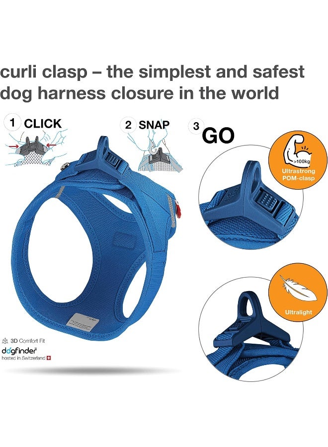 Curli Vest Harness with Curli Clasp Air Mesh for Dogs - Blue Large - Image 3