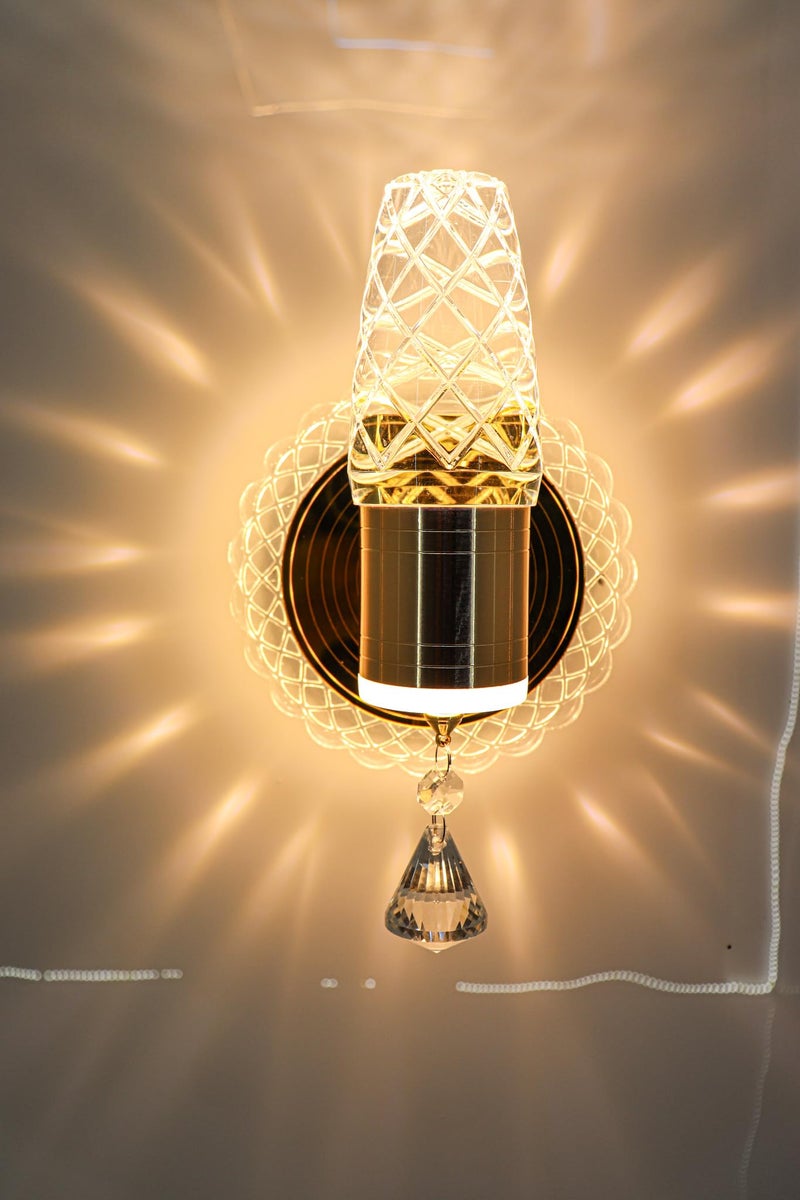 swanart Modern Crystal Wall Sconce LED Light, Multi-Color Change Lighting, Luxurious Wall Fixture with Elegant Gold Accents, Ideal for Living Rooms, Bedrooms, and Hallways - Easy Installation, Energy Saving - Image 5