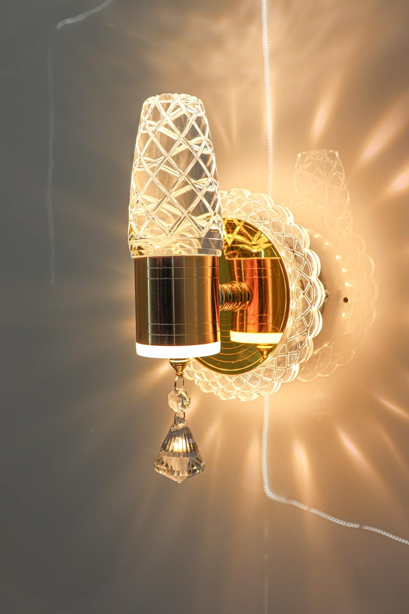 swanart Modern Crystal Wall Sconce LED Light, Multi-Color Change Lighting, Luxurious Wall Fixture with Elegant Gold Accents, Ideal for Living Rooms, Bedrooms, and Hallways - Easy Installation, Energy Saving - Image 1