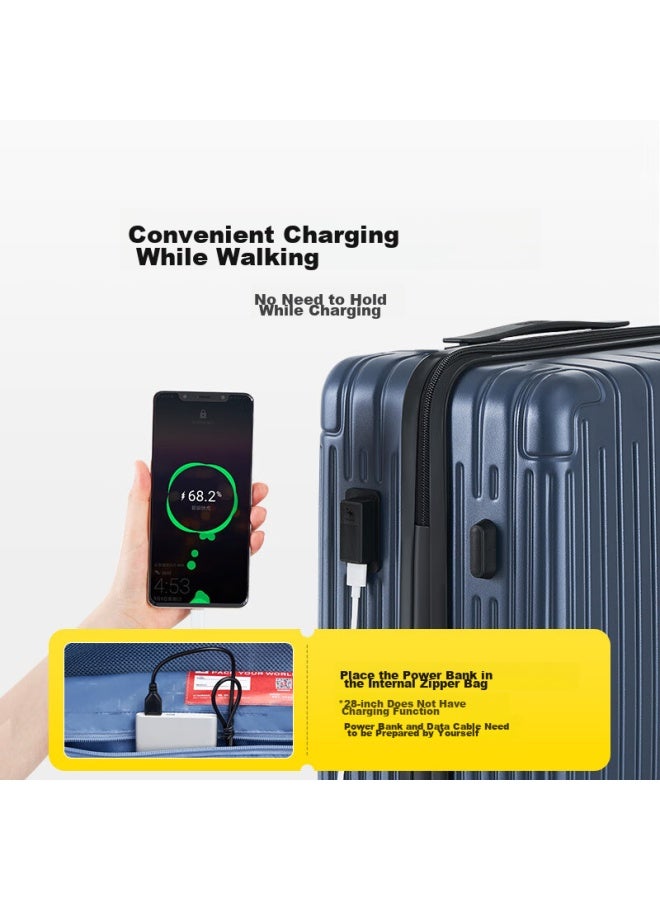 OIWAS Aihua 20-inch Small Suitcase For Men And Women, Spinner Luggage, Carry-on Travel Case With Password Lock, 6669 Navy Blue - Image 3