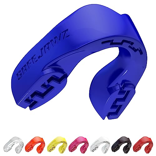 SAFEJAWZ Sports Mouthguard Slim Fit, Adult and Junior Mouth Guard with Case for Boxing, Basketball, Lacrosse, Football, MMA, Martial Arts, Hockey and All Contact Sports (Junior <11 Years, Blue) - Image 1