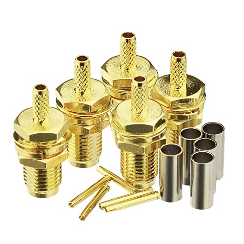 Eightwood 10pcs SMA Female Bulkhead Crimp Connector Gold-Plated for RG316 RG174 Cable - Image 2