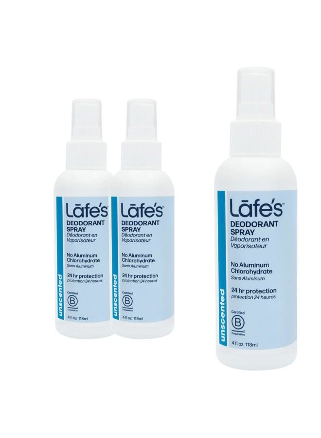 Lafe's Natural Deodorant | 4oz Aluminum Free Natural Deodorant Spray for Women & Men | Paraben Free & Baking Soda Free with 24-Hour Protection | Unscented | 3 Pack | Packaging May Vary - Image 1