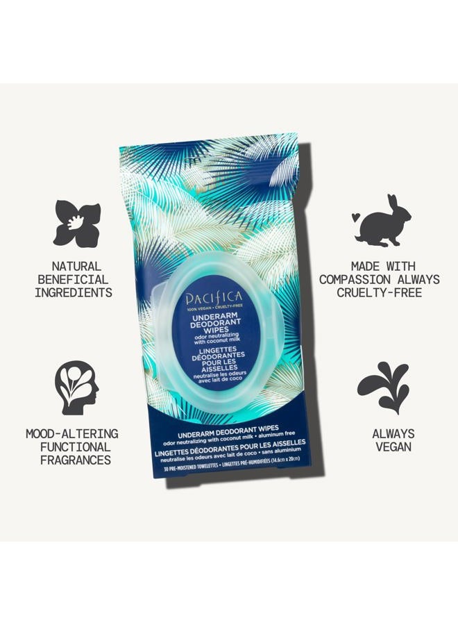 Pacifica Deodorant Wipes - Coconut Milk Underarm & Full Body Deodorant Wipes - Removes Sweat & Oil - Aluminum-Free - Natural Feminine Odor Control Clean Vegan & Cruelty-Free Dermatologist Tested - Image 5
