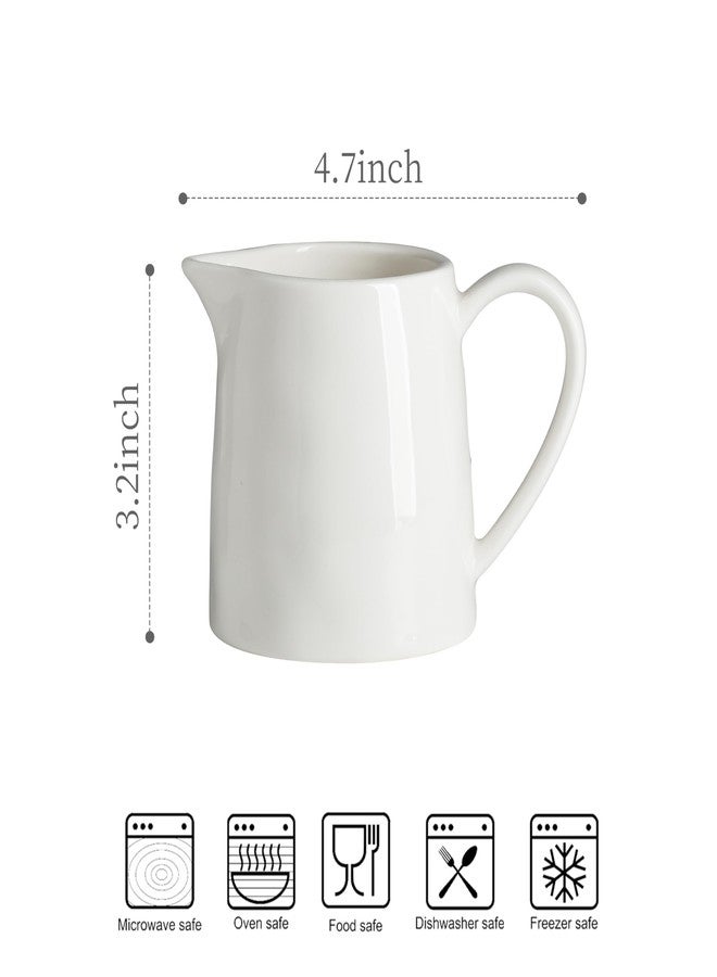 LYEOBOH Creamer 9 OZ Creamer Pitcher, White Creamer with Handle, Porcelain Small Milk Pitcher, Coffee Farmhouse Kitchen Accessory - Image 2