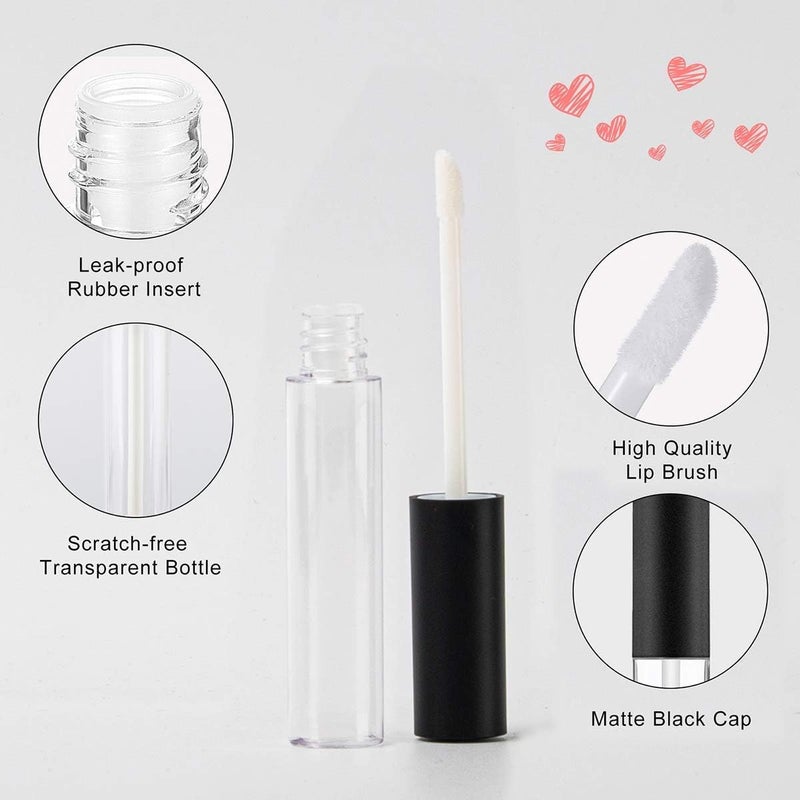 M.C. PIPWALA MC PIPWALA 5 ml Plastic Unbreakable Travel Empty Lip Gloss Lip Care Costemic Transparent Empty Clear Lip Containers Tubes Refillable Bottle with Plug Pack of 15ML  - Image 4