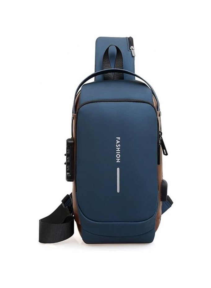Generic Chest Sling Bag, Men Bag Crossbody Bag Shoulder Bag, Anti Theft Waterproof Oxford Rucksack Belt Bag with USB Charging Port for Men Women  - Image 5