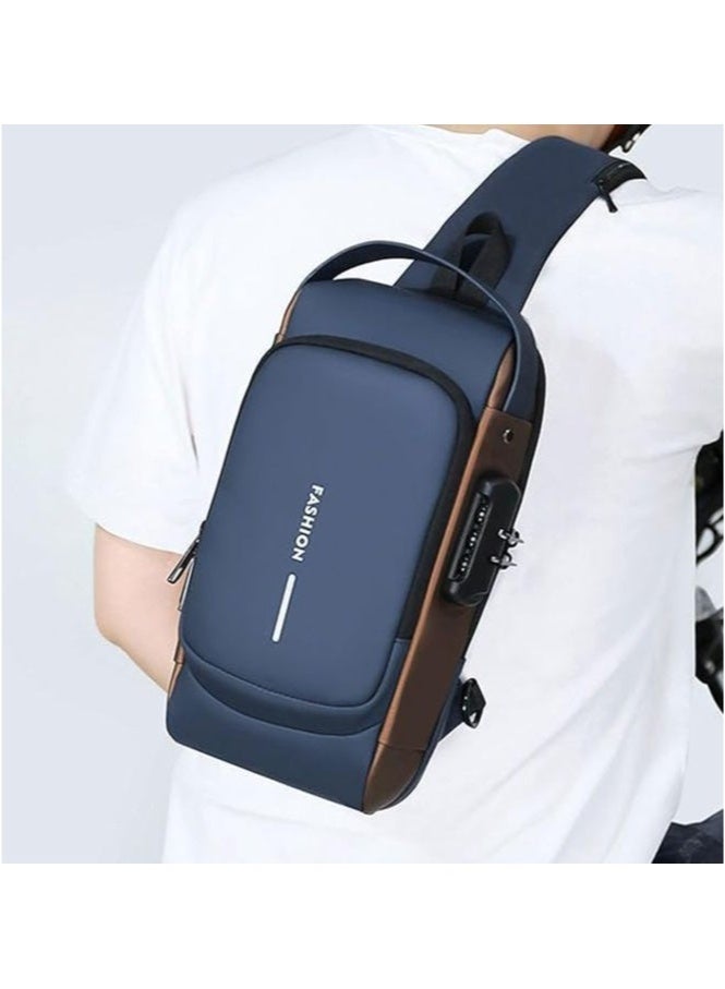 Generic Chest Sling Bag, Men Bag Crossbody Bag Shoulder Bag, Anti Theft Waterproof Oxford Rucksack Belt Bag with USB Charging Port for Men Women  - Image 4