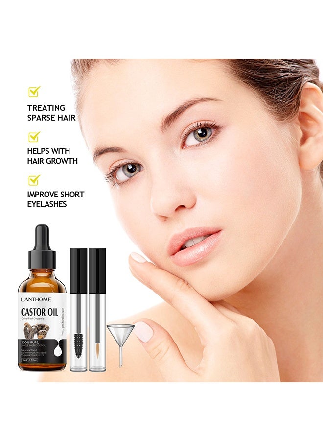 لانثوم زيت الخروع ، للرموش والحواجب ، زيت الخروع الأسود الجامايكي العضوي زيت نمو الشعر المضغوط على البارد ، زيت الجسم المرطب للبشرة ، طقم رمش - Image 3