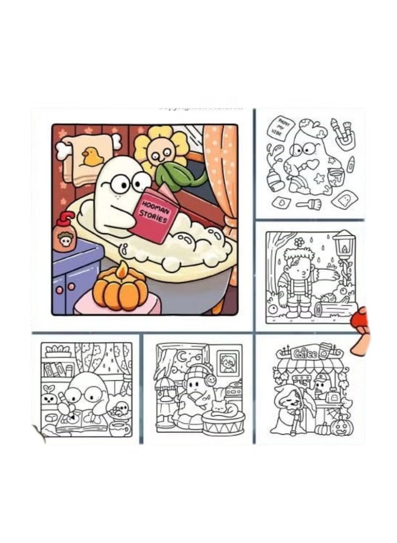 DayWins Little Spooky: Coloring Book for Adults and Teens Featuring Cute Creepy Creatures in Cozy Hygge Moments for Relaxation - Image 2