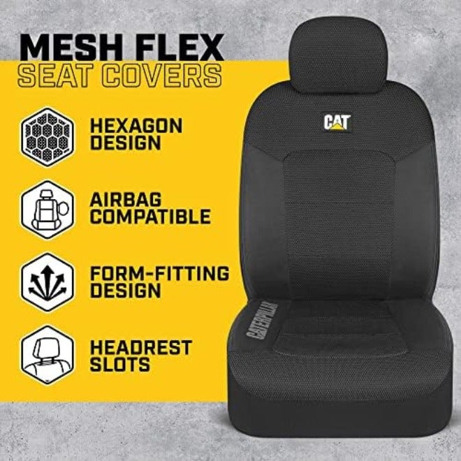 Caterpillar MeshFlex Automotive Seat Covers for Cars Trucks and SUVs (Set of 2) – Beige Car Seat Covers for Front Seats, Truck Seat Protectors with Comfortable Mesh Back, Auto Interior  Covers - Image 5