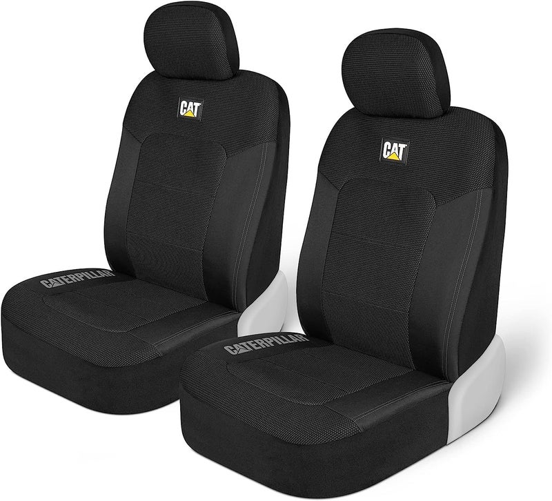 Caterpillar MeshFlex Automotive Seat Covers for Cars Trucks and SUVs (Set of 2) – Beige Car Seat Covers for Front Seats, Truck Seat Protectors with Comfortable Mesh Back, Auto Interior  Covers - Image 1