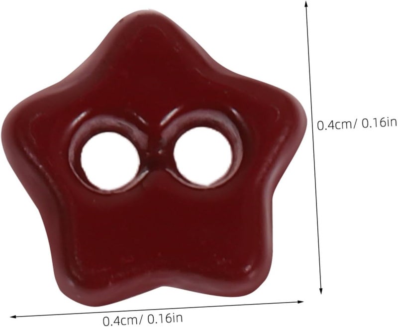 DOITOOL 50pcs Miniature Star Buttons Durable Metal Two Hole Sewing Buttons for Doll Clothing DIY Craft Projects and Tiny Art Decor for Handmade Doll Accessories Deep Red - Image 2