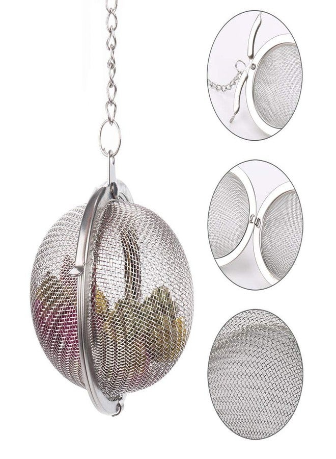 YINGKESI 2Pcs Stainless Steel Tea Infuser Strainer, 2.04 Inch Metal Fine Mesh Tea Spice Ball for Loose Leaf Tea, Tea Filter with Chain Hook, Tea Interval Diffuser for Spices, Seasonings - Image 4