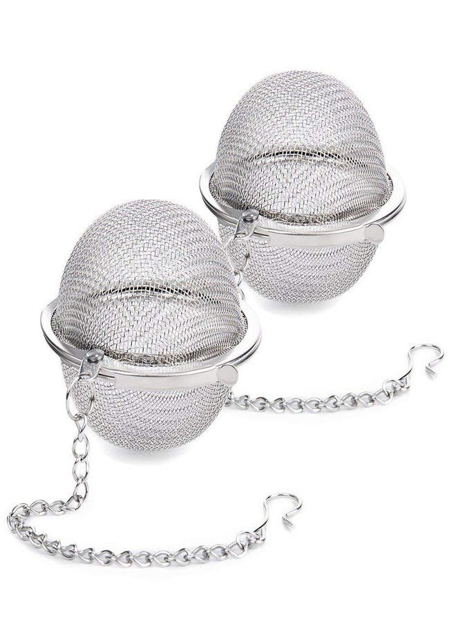 YINGKESI 2Pcs Stainless Steel Tea Infuser Strainer, 2.04 Inch Metal Fine Mesh Tea Spice Ball for Loose Leaf Tea, Tea Filter with Chain Hook, Tea Interval Diffuser for Spices, Seasonings - Image 1