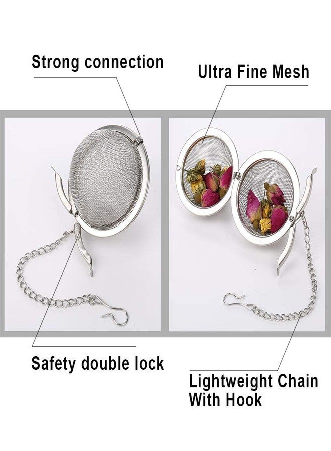 YINGKESI 2Pcs Stainless Steel Tea Infuser Strainer, 2.04 Inch Metal Fine Mesh Tea Spice Ball for Loose Leaf Tea, Tea Filter with Chain Hook, Tea Interval Diffuser for Spices, Seasonings - Image 3
