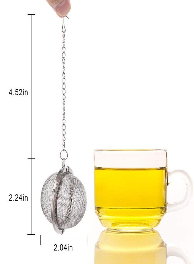 YINGKESI 2Pcs Stainless Steel Tea Infuser Strainer, 2.04 Inch Metal Fine Mesh Tea Spice Ball for Loose Leaf Tea, Tea Filter with Chain Hook, Tea Interval Diffuser for Spices, Seasonings - Image 2