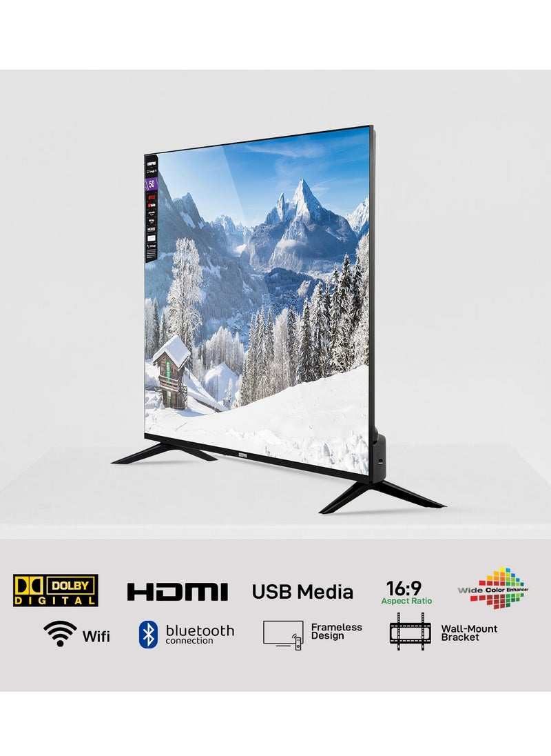 GEEPAS Geepas 50" Google TV- GLED5006SGXHD| Dolby Audio, Ultra HD LED TV, Built In Chromecast| With Remote Control, HDMI and USB Ports| Licensed Contents and Pre-Installed Apps, Wi-Fi and Screen Sharing  - Image 2