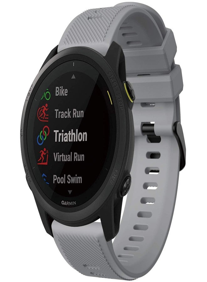 متوافق مع أساور ساعة Garmin Forerunner 745، سوار معصم بديل من السيليكون الناعم مقاس 22 مم، سريع الفك، مزود بإبزيم معدني، مناسب لساعة Garmin Forerunner 745Vivoactive 4 الرياضية (رمادي) - Image 2