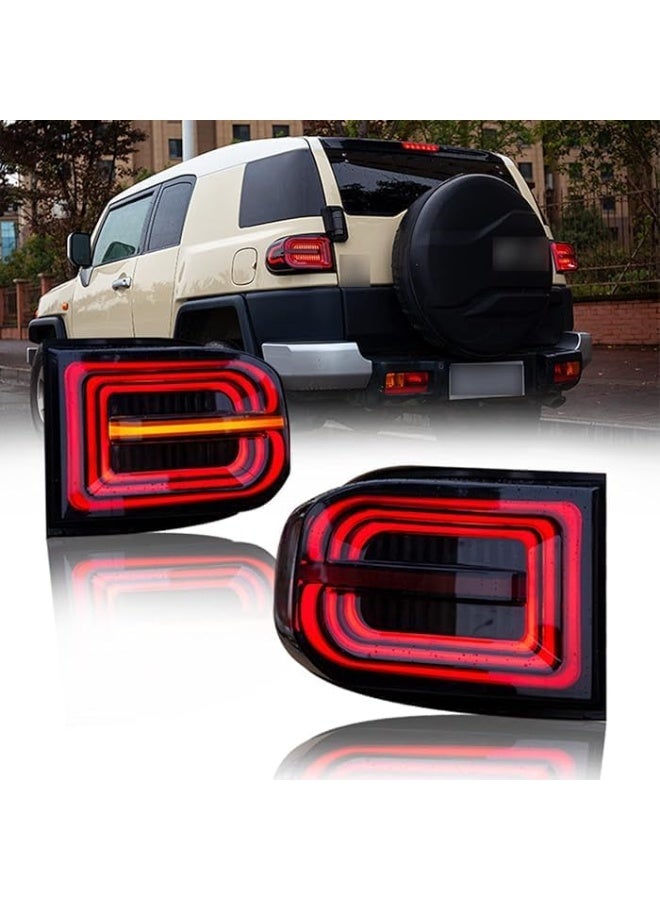 Tail Lights for FJ Cruiser 2007-2017 LED DRL (Black Smoke) - Image 1