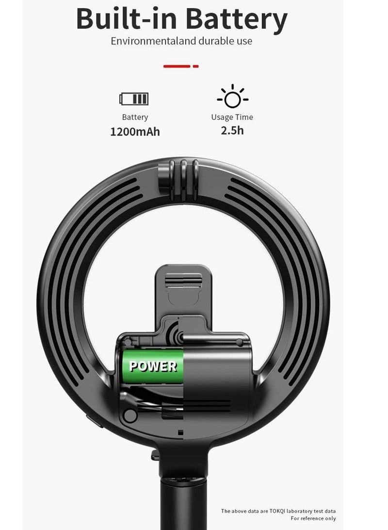 Gravity Selfie Stick with Light, LED Ring Light Battery Powered with Tripod Stand, Wireless Remote & Phone Holder for Live Stream, Makeup, video, Compatible with iPhone, Android Phone - Image 3