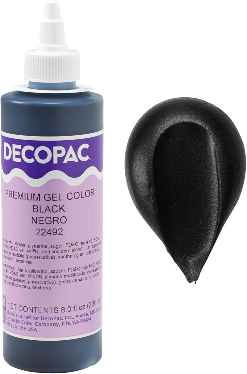 DecoPac Premium Gel Food Coloring - Black, 8oz for Baking, Decorating Buttercream, Fondant, and Frosting - Image 1