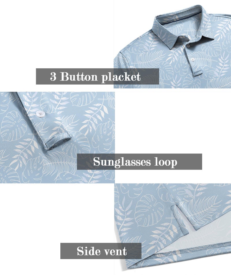 ZITY Men's Golf Shirts Short Sleeve Moisture Wicking Performance Print Patterns Casual Collared Golf Polo Shirt for Men - Image 4