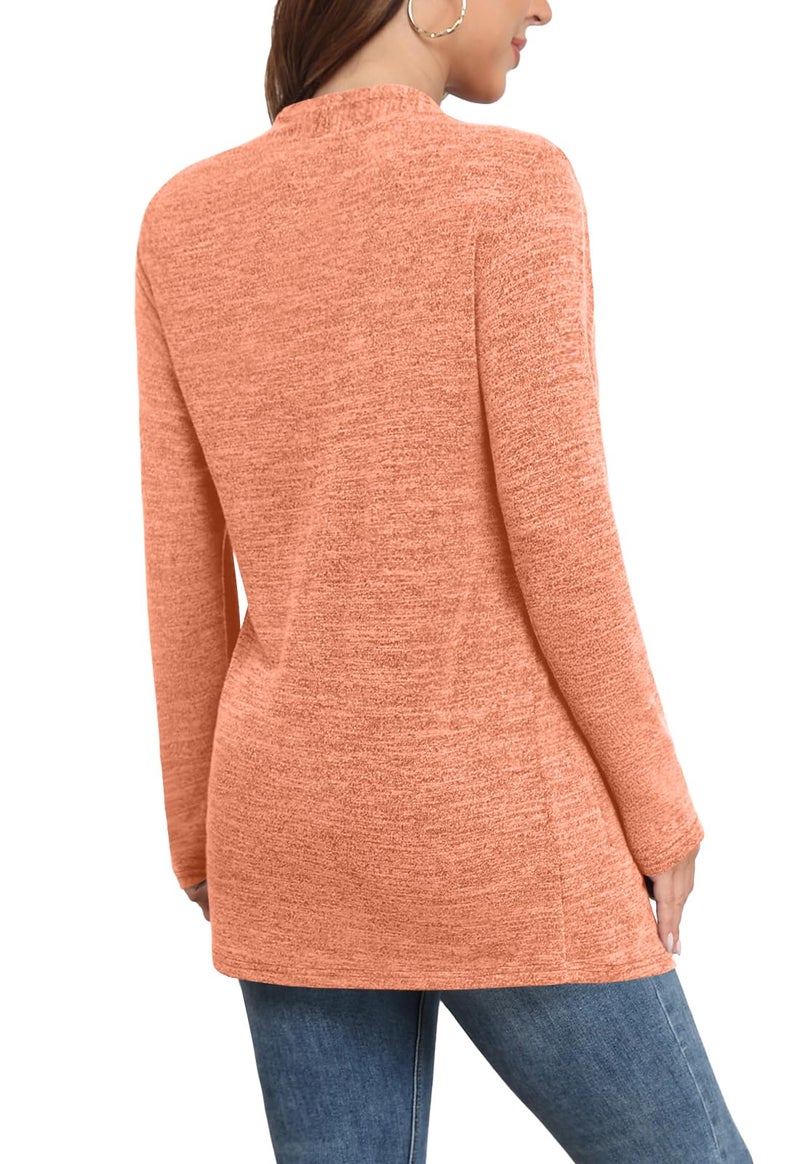 Yincro Womens Lightweight Cardigan Long Sleeve Open Front Casual Sweater Cardigans with Pockets (Orange, XL) - Image 2