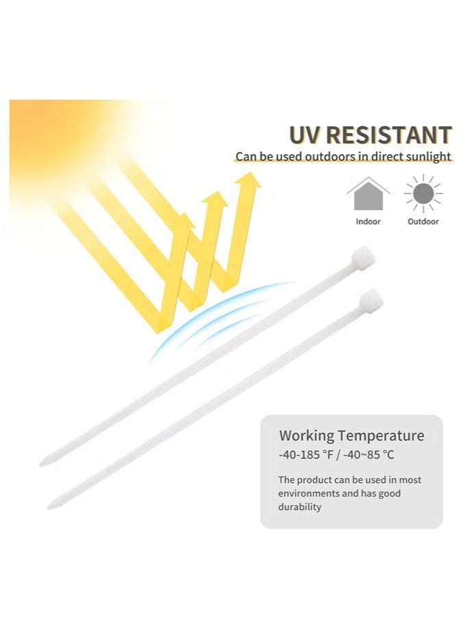 4 Inch Zip Ties Self Locking 100 Pieces White Nylon Cable Ties Wraps Straps for Indoor and Outdoor - Image 2
