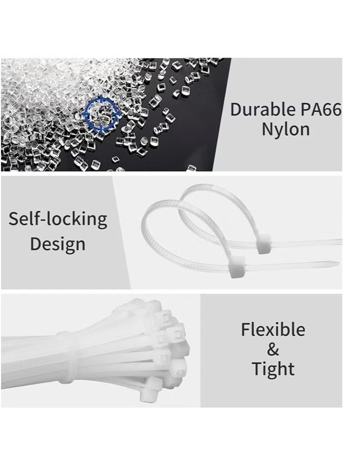 4 Inch Zip Ties Self Locking 100 Pieces White Nylon Cable Ties Wraps Straps for Indoor and Outdoor - Image 5