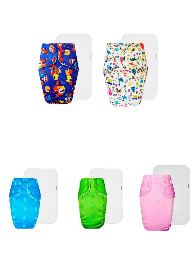 Dumbledo Premium Cloth Diaper with Cotton Insert (Pack of 5) | Hypoallergenic | Leakproof | Travel Friendly | Perfect for Indian Summers | 3 Months - 3 Years | Unisex Baby - Image 1