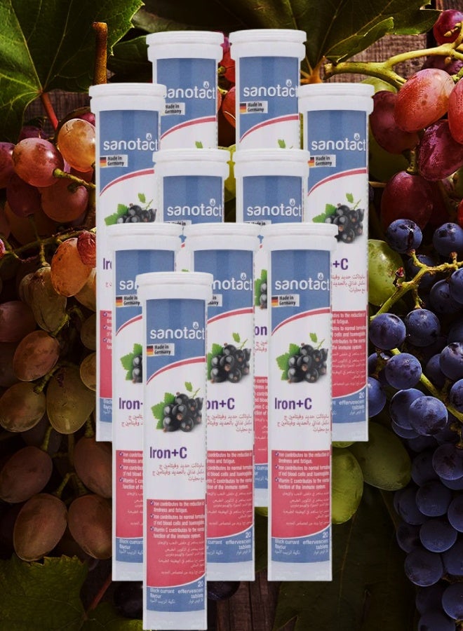 sanotact 10 Pieces Sanotact Iron And Vitamin C 20 Currant Effervescent Tablets  - Image 1